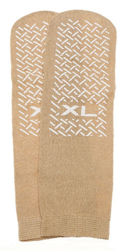 Slipper Socks; XL Beige Pair Men's 10-12 Wms 11-13