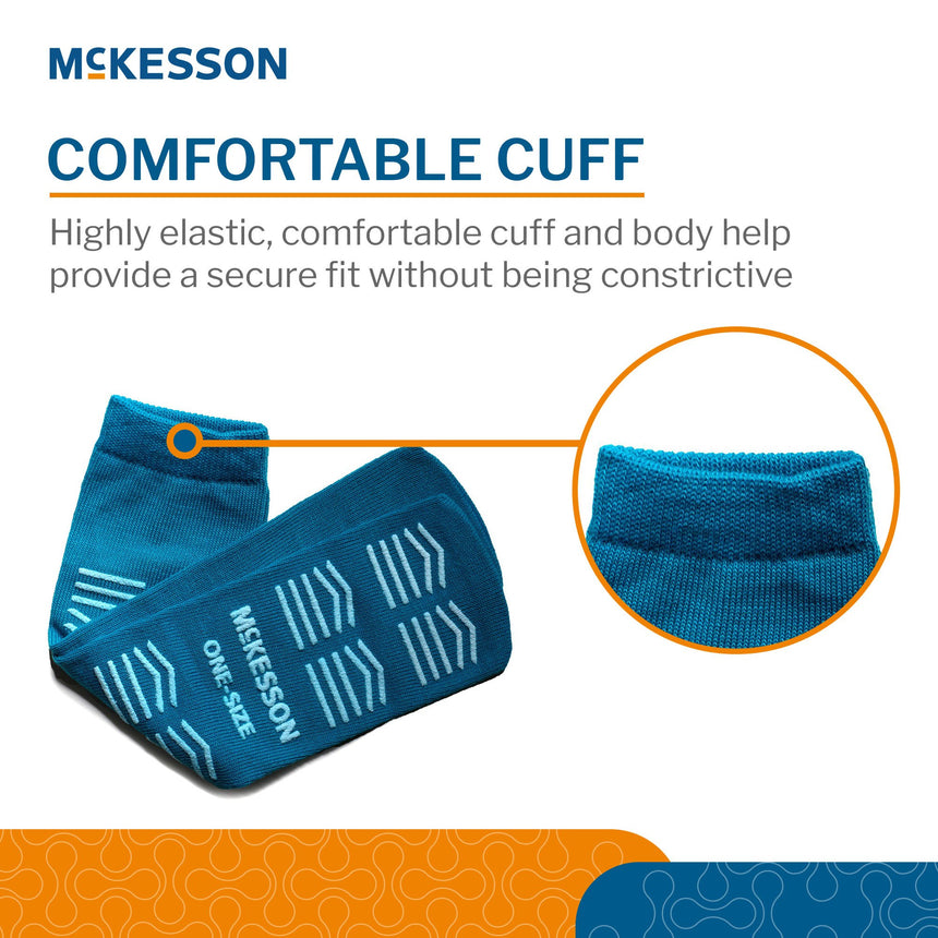 Slipper Socks McKesson Unisex Adult, One Size Fits Most, Single Tread, Teal