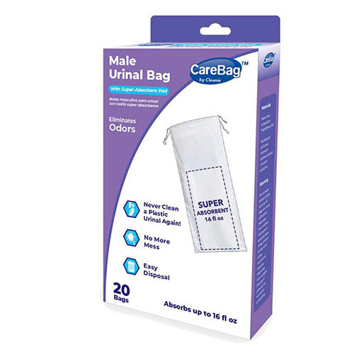 CareBag Men's Urinal Bag w/Super Absorb Pad Box/20