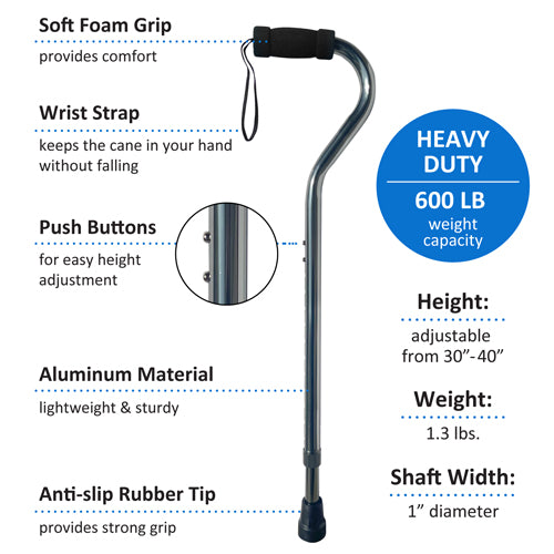 Cane Bariatric Aluminum Slate Gray 600# Weight Cap