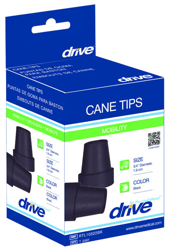 Cane Tips In Retail Box Fits 5/8 Shaft Pk/4 Black