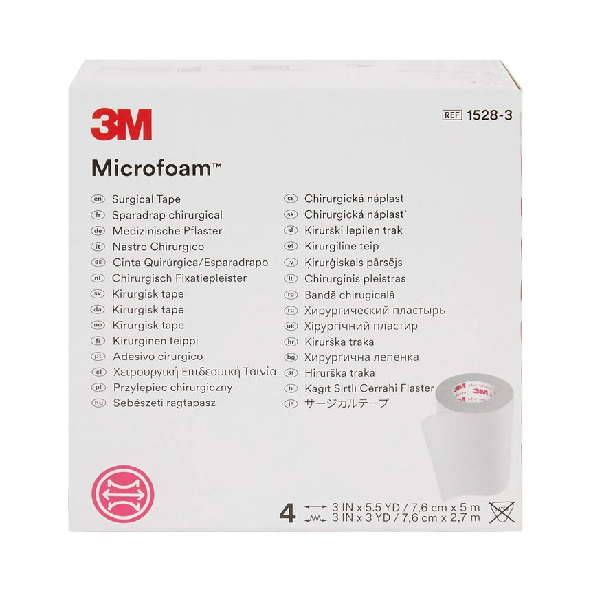 3M™ Microfoam™ Foam / Acrylic Adhesive Medical Tape, 3 Inch x 5-1/2 Yard, White 3M™ Microfoam™