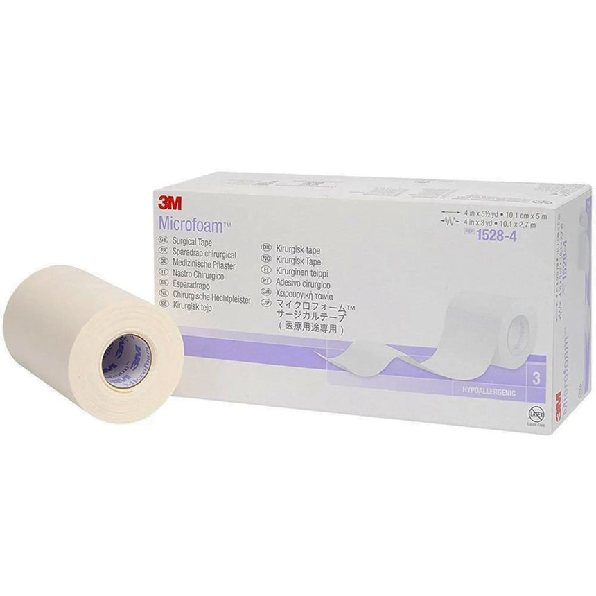 3M™ Microfoam™ Foam / Acrylic Adhesive Medical Tape, 4 Inch x 5-1/2 Yard, White 3M™ Microfoam™