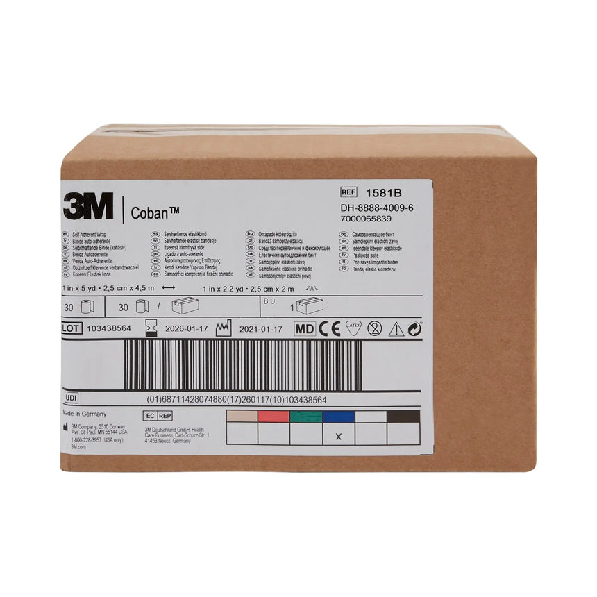3M™ Coban™ Self-adherent Closure Cohesive Bandage, 1 Inch x 5 Yard, Blue 3M™ Coban™