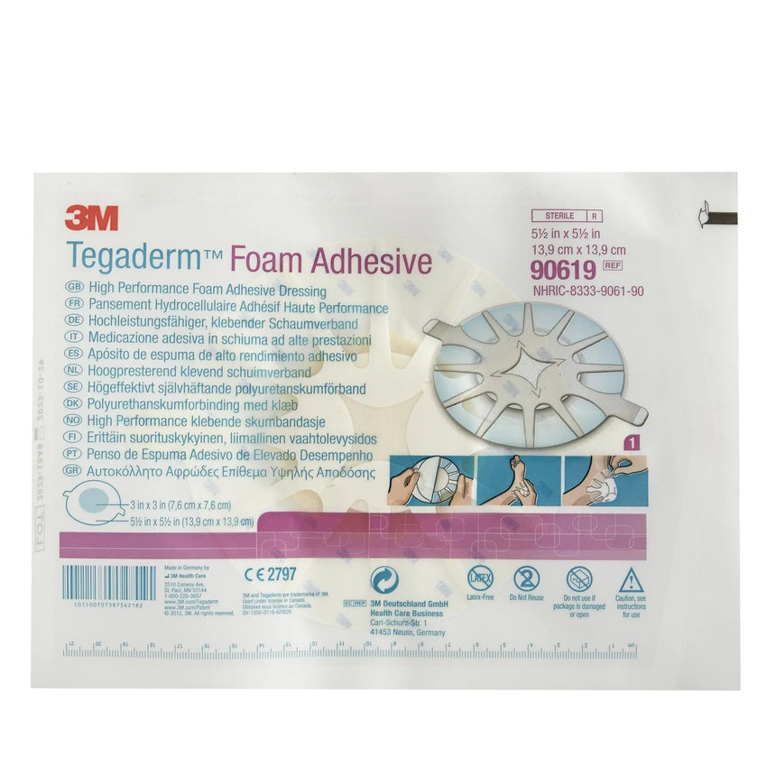 3M™ Tegaderm™ High Performance Adhesive with Border Foam Dressing, 5½ x 5½ Inch for Heels 3M™ Tegaderm™ High Performance