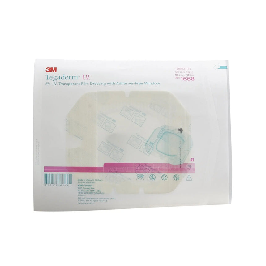 3M™ Tegaderm™ I.V. Transparent Film Dressing with Adhesive-Free Window, 4¾x 4¾ Inch 3M™ Tegaderm™