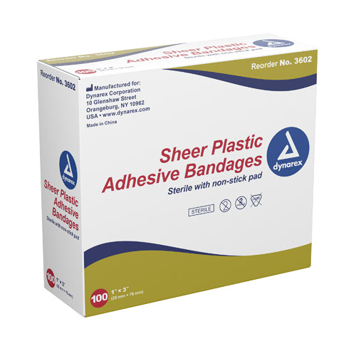 Adhesive Bandages Sheer Strips Sterile 1 x3 100/bx