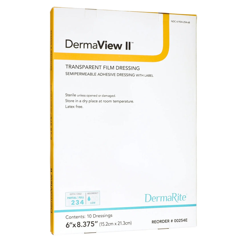 DermaView II™ Transparent Film Dressing with Border, 6½ x 8-3/8 Inch DermaView II™