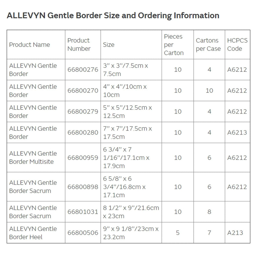 Allevyn Gentle Border Silicone Foam Dressing, 3 x 3 Inch Allevyn Gentle Border