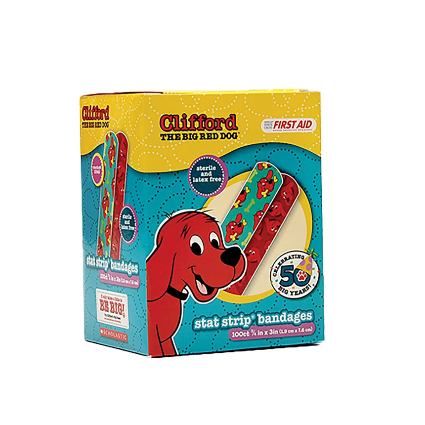 American® White Cross Stat Strip® Clifford the Big Red Dog Adhesive Strip, ¾ x 3 Inch - getMovility