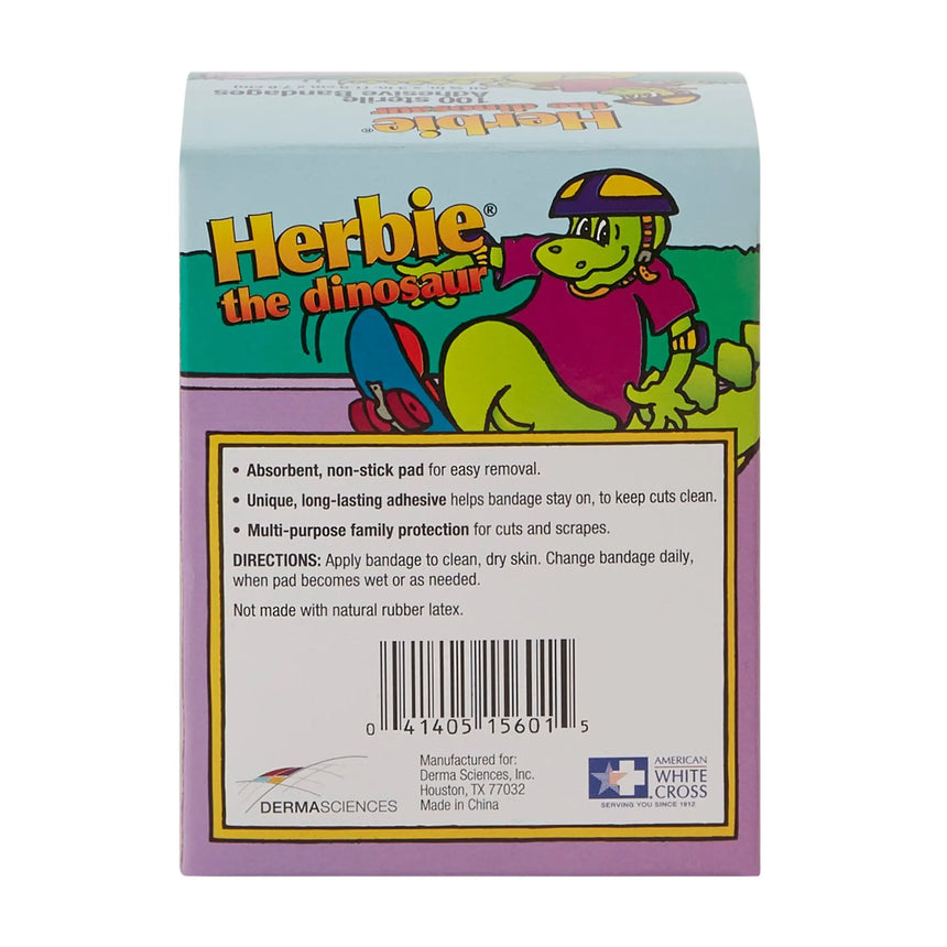 American® White Cross Stat Strip® Kid Design (Herbie the Dinosaur) Adhesive Strip, ¾ x 3 Inch - getMovility