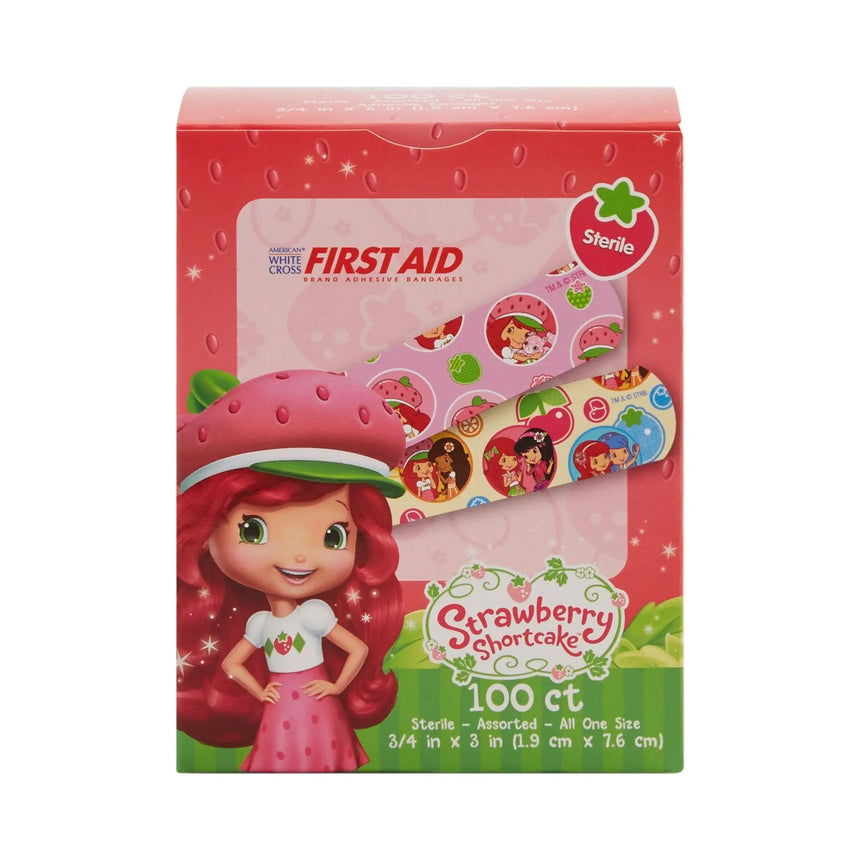 American® White Cross Stat Strip® Strawberry Shortcake Design Adhesive Strip, ¾ x 3 Inch - getMovility