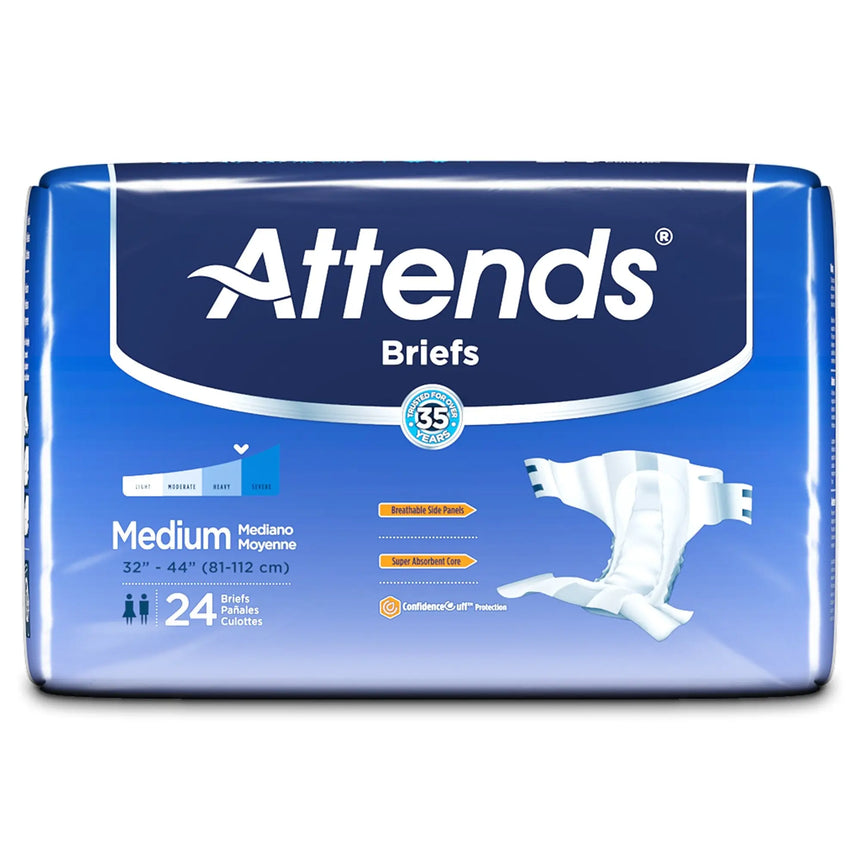 Attends Briefs, Adult, Medium, Heavy Absorbency, Disposable, White Attends®