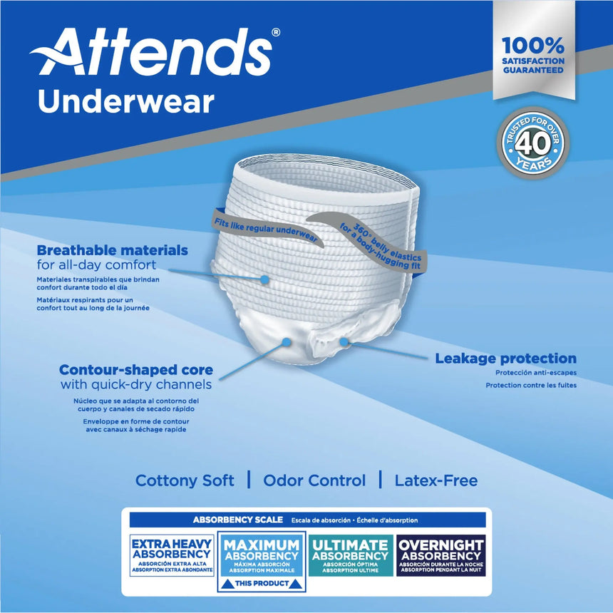 Attends® Adult Moderate Absorbent Underwear, X-Large, White Attends®