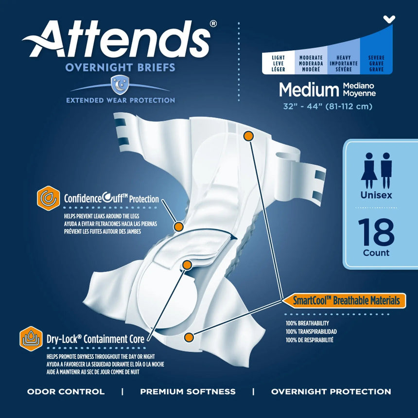 Attends® Briefs with Overnight Protection, Medium Attends® Overnight