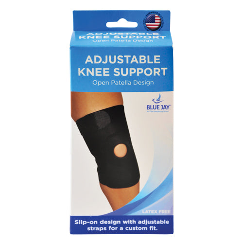 Blue Jay Adj Knee Support Open Patella Design Black Lg/Xlg