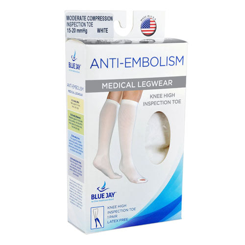 Anti-Embolism Stockings Sm/Reg 15-20mmHg Below Knee Insp Toe