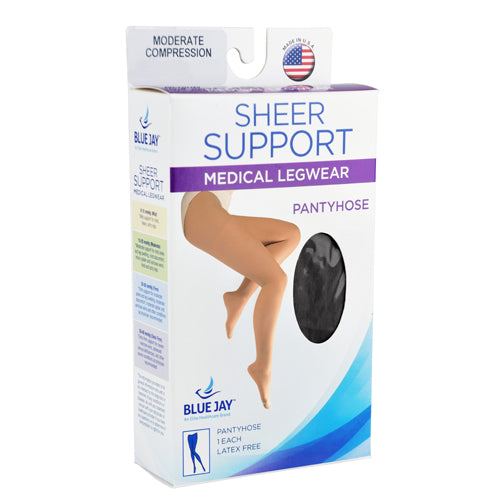 Ladies' Sheer Firm Spt Queen 20-30mmHg Panty Hose Black