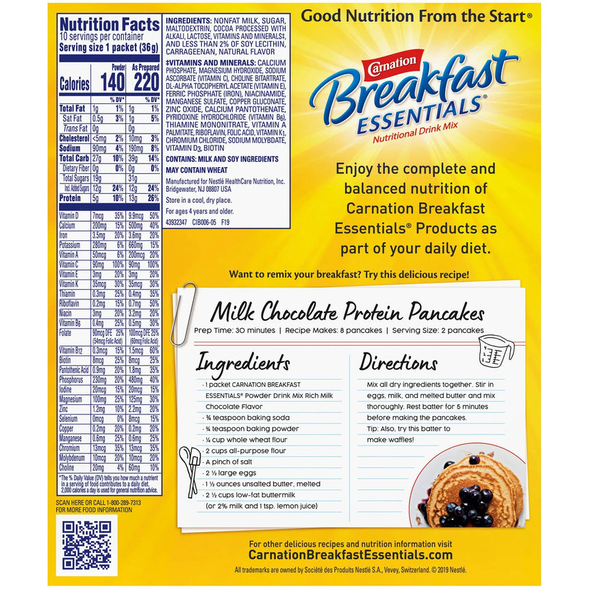 Carnation Breakfast Essentialsยฎ Chocolate Nutritional Drink Carnation Breakfast Essentialsยฎ