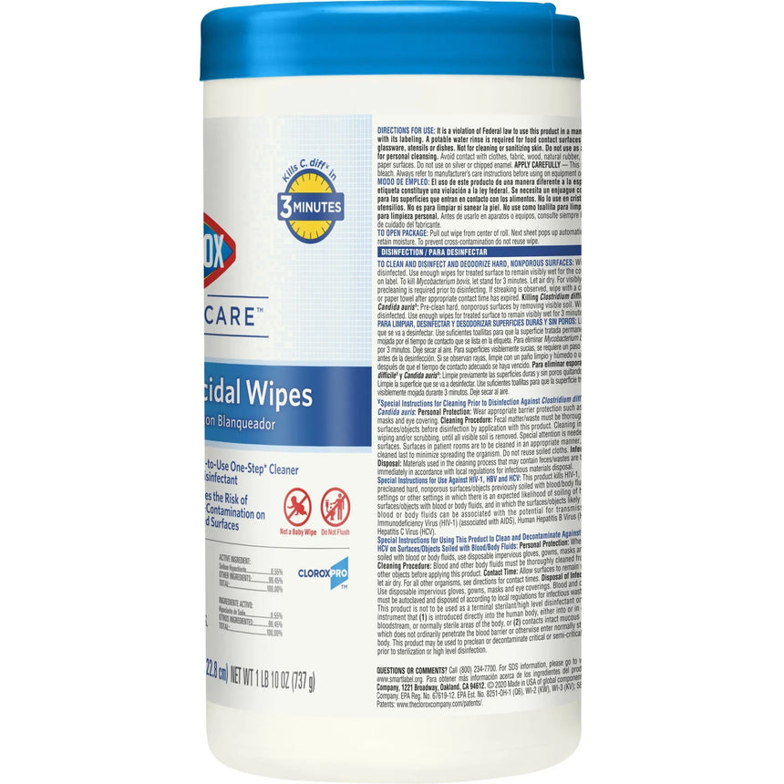 Clorox Healthcare Surface Disinfectant Cleaner, Chlorine Scent, Nonsterile, 6.75 X 9 Inch, Canister Clorox Healthcare®