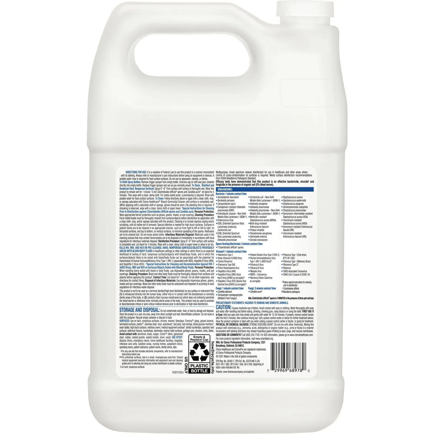 Cloroxยฎ Healthcareยฎ Bleach Germicidal Cleaner, 1 gal Jug Clorox Healthcareยฎ Bleach Germicidal