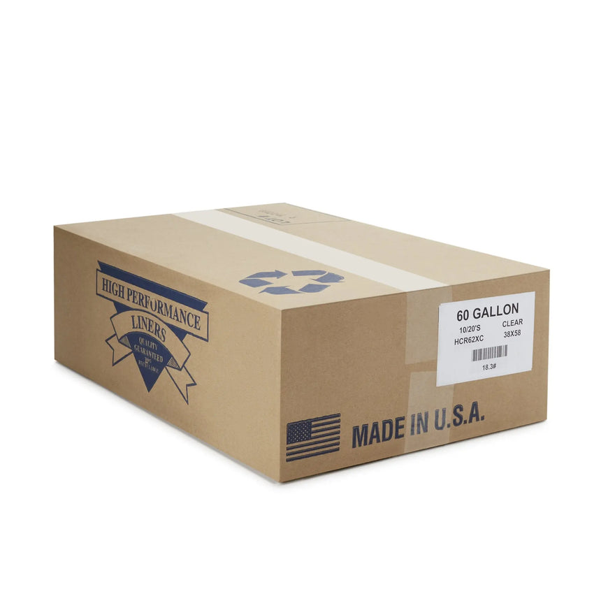 Colonial Bag Extra Heavy Duty Trash Bag, 60 gal, Clear Colonial Bag