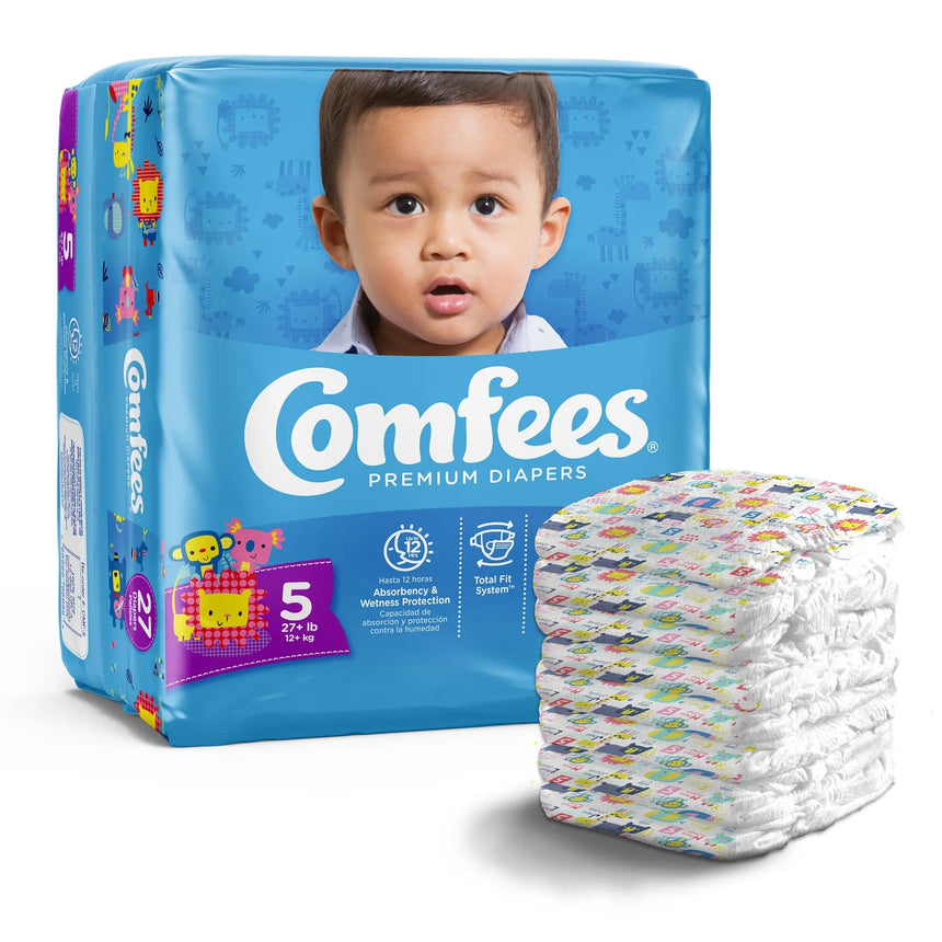 Comfees Premium Diapers, Unisex, Baby, Tab Closure, Size 5, Kid Design Comfees®