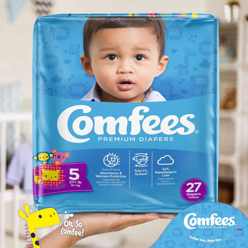 Comfees Premium Diapers, Unisex, Baby, Tab Closure, Size 5, Kid Design Comfees®