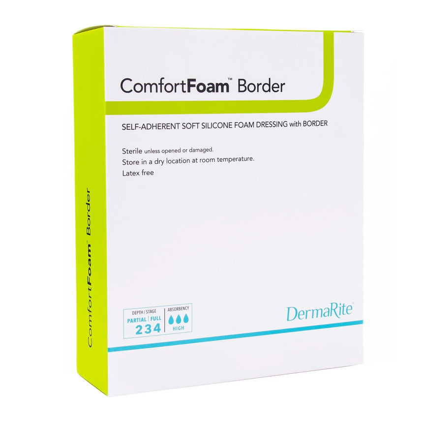 ComfortFoam™ Border Silicone Adhesive with Border Silicone Foam Dressing, 6 x 8 Inch ComfortFoam™ Border