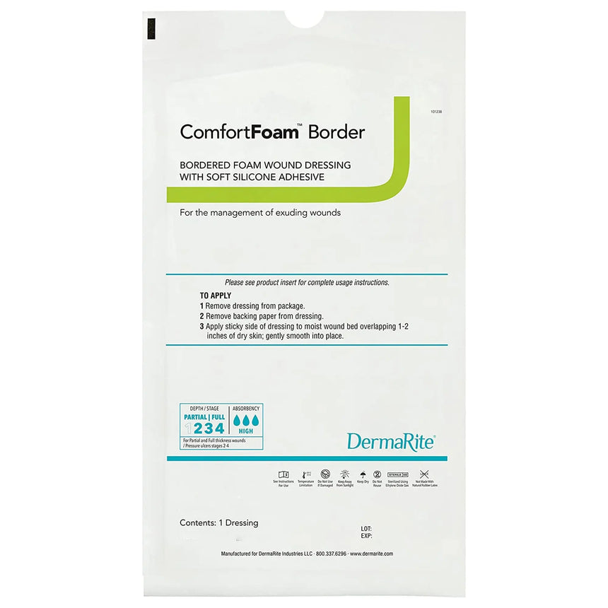 ComfortFoam™ Border Silicone Adhesive with Border Silicone Foam Dressing, 7 x 7 Inch ComfortFoam™ Border