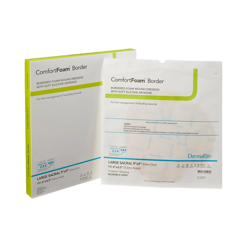 ComfortFoam™ Border Silicone Adhesive with Border Silicone Foam Dressing, 9 x 9 Inch ComfortFoam™ Border