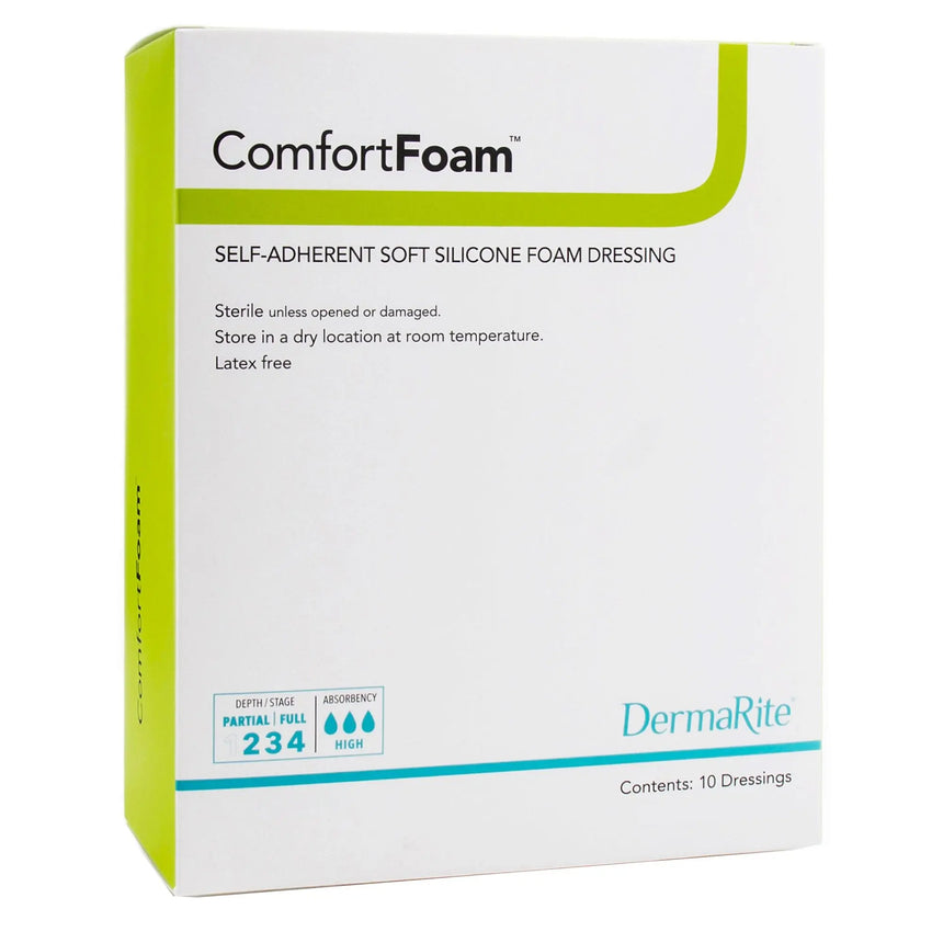 ComfortFoam™ Silicone Adhesive without Border Silicone Foam Dressing, 4 x 5 Inch ComfortFoam™