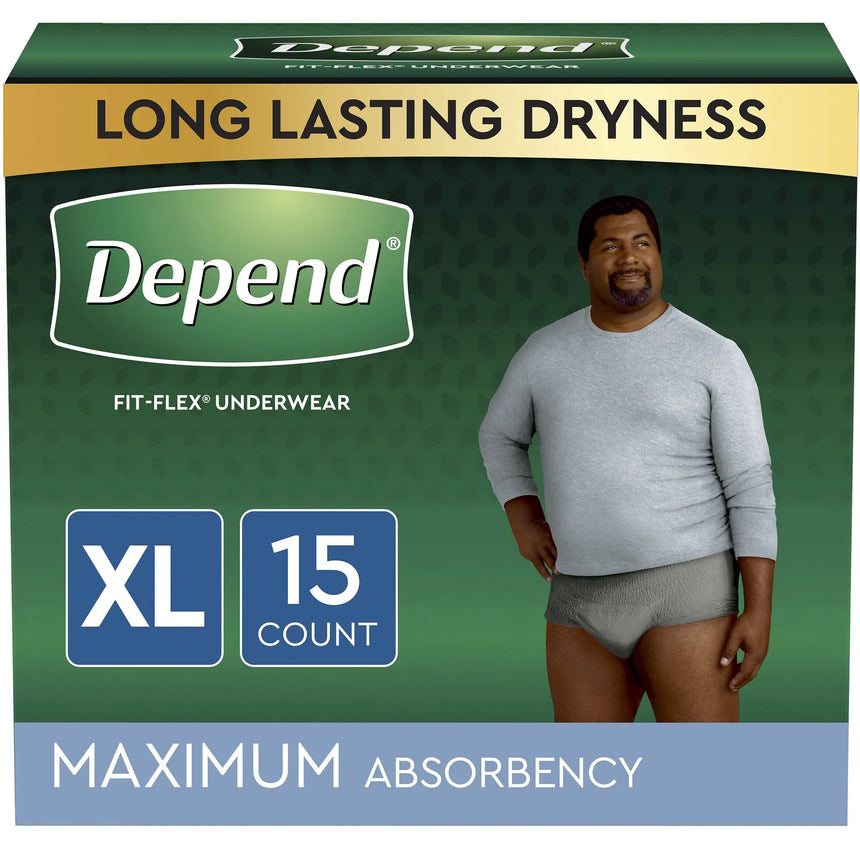 Depend FIT-FLEX Absorbent Underwear for Men, 44" to 64" Waist, X-Large Depend® FIT-FLEX®