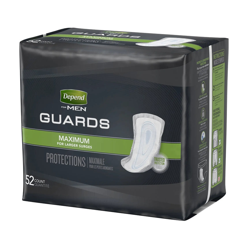 Depend Guards Incontinence Pads, Disposable, Maximum Absorbency, 12" Length - getMovility
