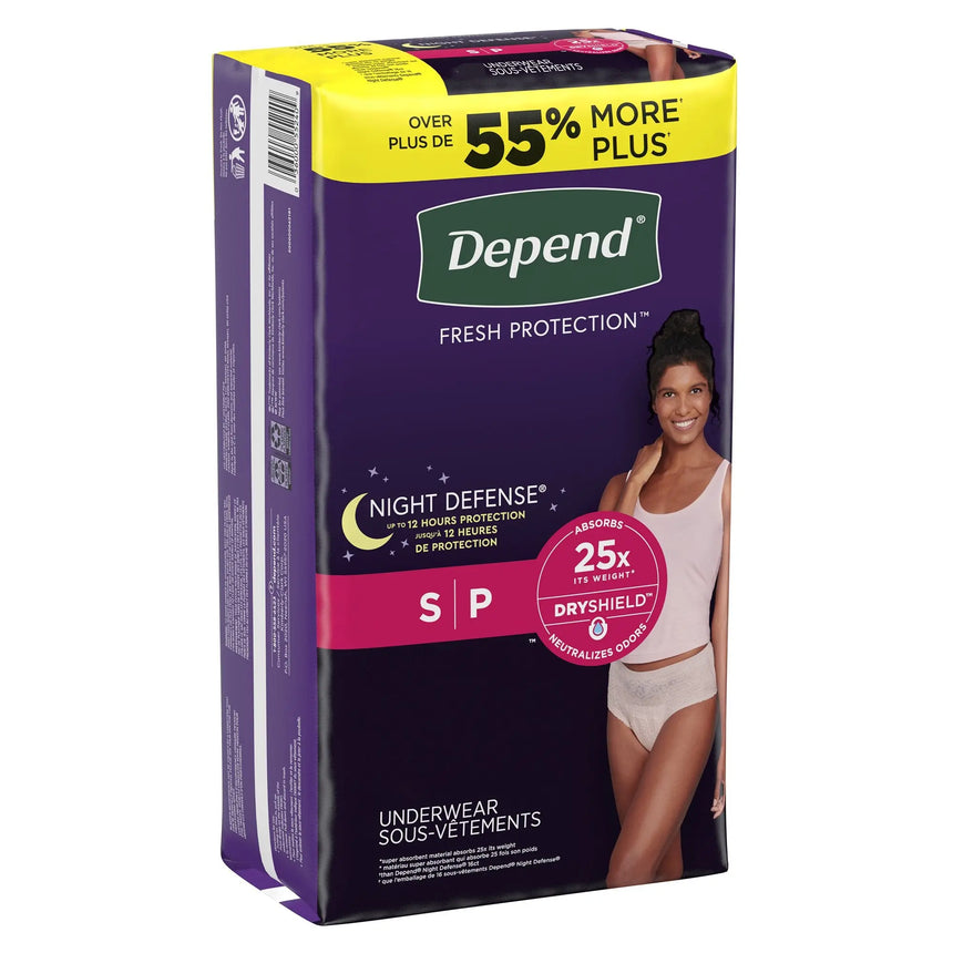 depend night defense overnight underwear for women small