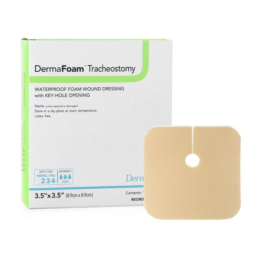 DermaFoam® Tracheostomy Nonadhesive without Border Foam Dressing, 3½ x 3½ Inch DermaFoam® Tracheostomy