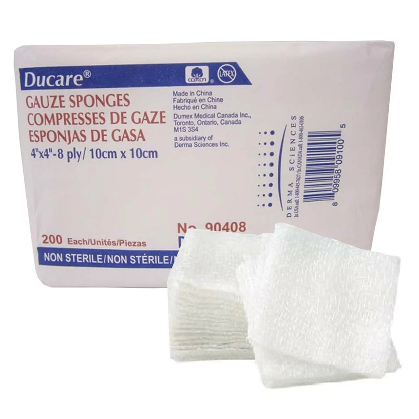 Ducare USP Type VII Gauze Sponge, 4 x 4 Inch, 8-Ply Ducare