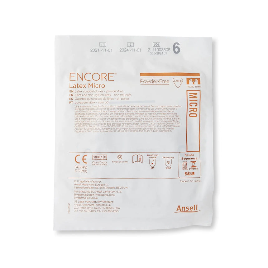 Encore® Latex Micro Surgical Glove, Size 6, Brown ENCORE® Latex Micro