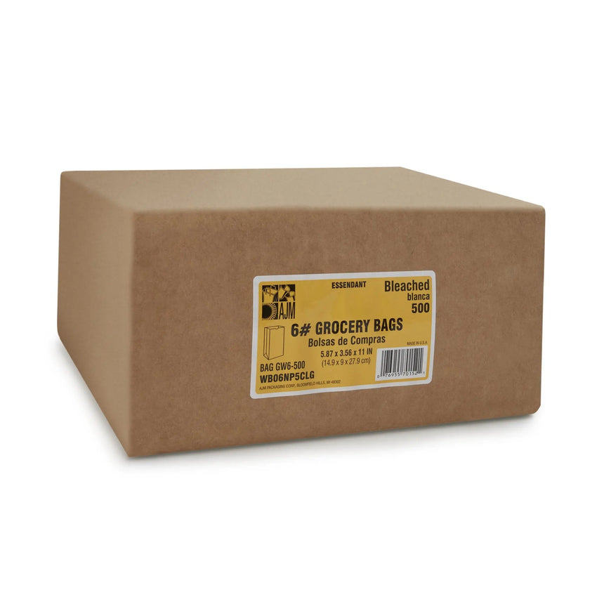 General Supply White Grocery Bag, Size 6 General