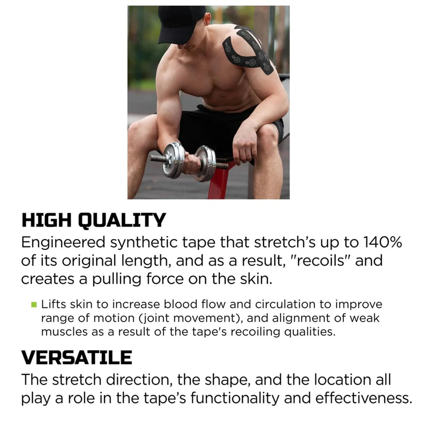 Green Drop Sports Tape, Infused Kinesiology Tape for Recovery – 20 Precut, 10-Inch Strips Green Drop™