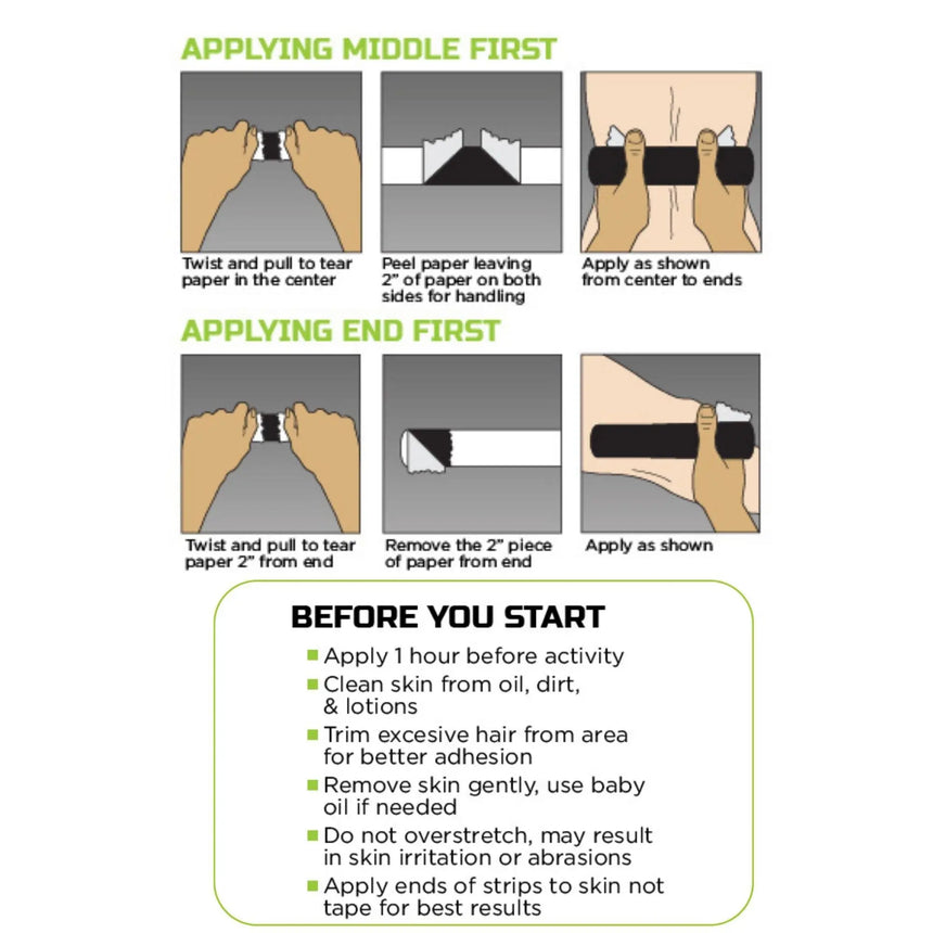 Green Drop Sports Tape, Infused Kinesiology Tape for Recovery – 20 Precut, 10-Inch Strips Green Drop™