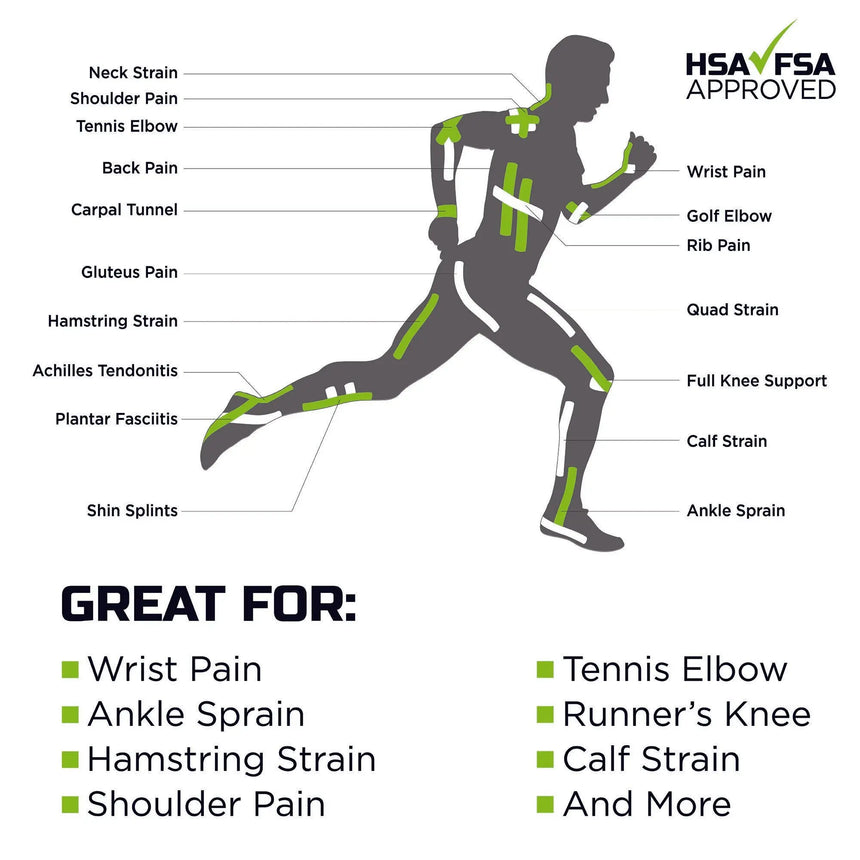 Green Drop Sports Tape, Infused Kinesiology Tape for Recovery – 20 Precut, 10-Inch Strips Green Drop™