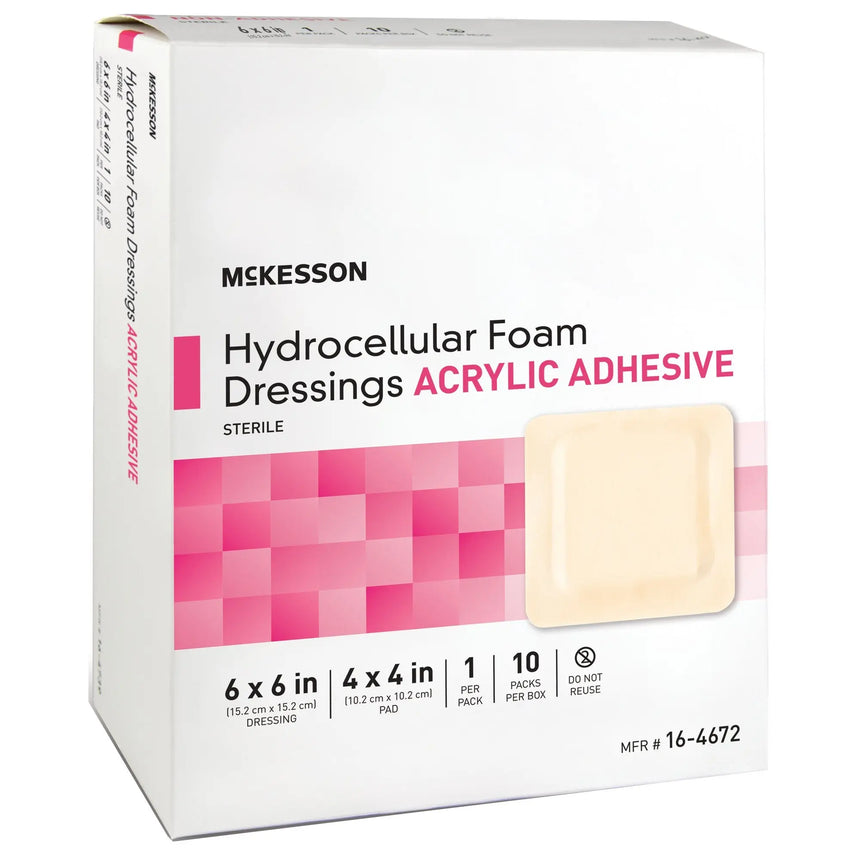 McKesson Acrylic Adhesive with Border Foam Dressing, 6 x 6 Inch McKesson