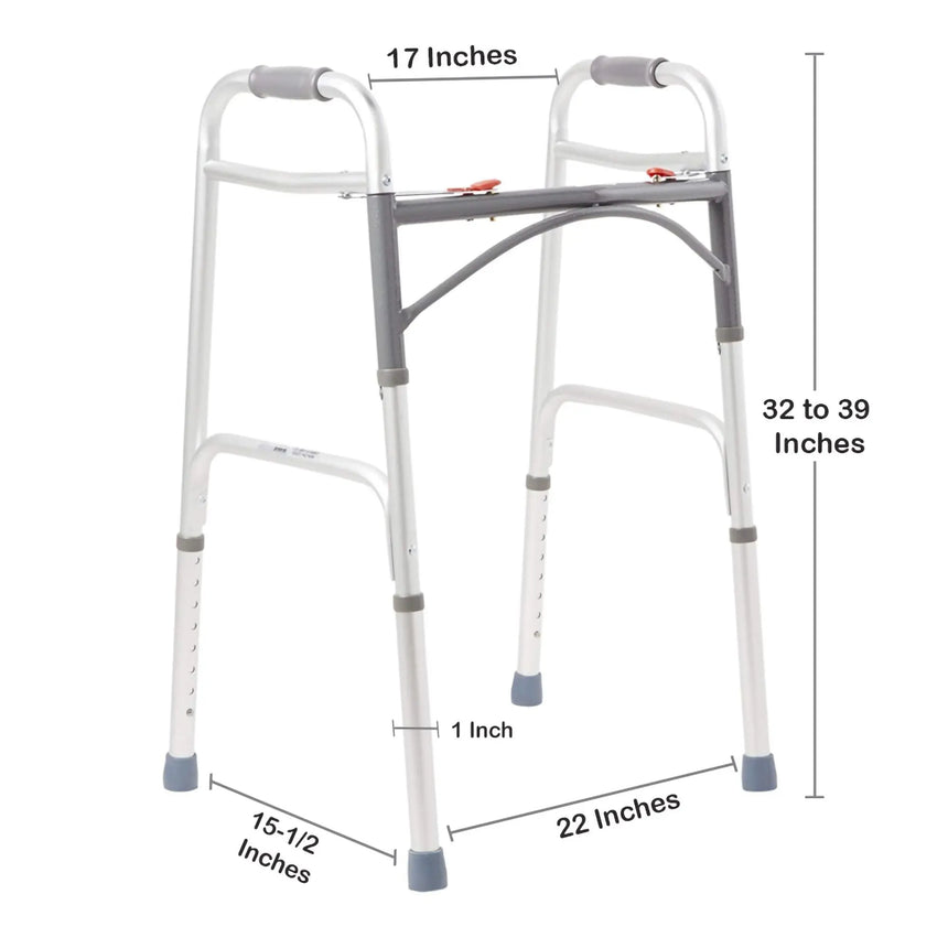 McKesson Aluminum Folding Walker, 32 – 39 Inch Height McKesson