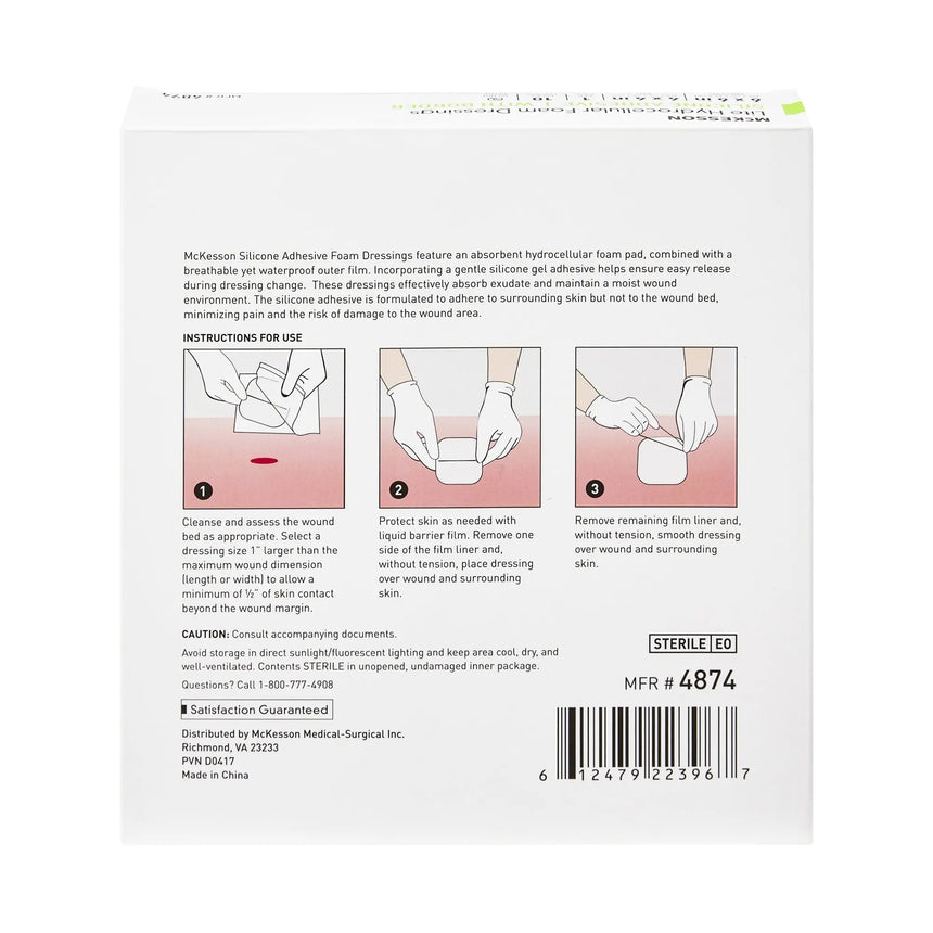 McKesson Lite Silicone Gel Adhesive with Border Thin Silicone Foam Dressing, 6 x 6 Inch McKesson Lite