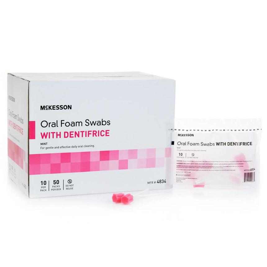 McKesson Oral Swabstick Foam Tip Dentifrice, Mint, 10 per Pack McKesson