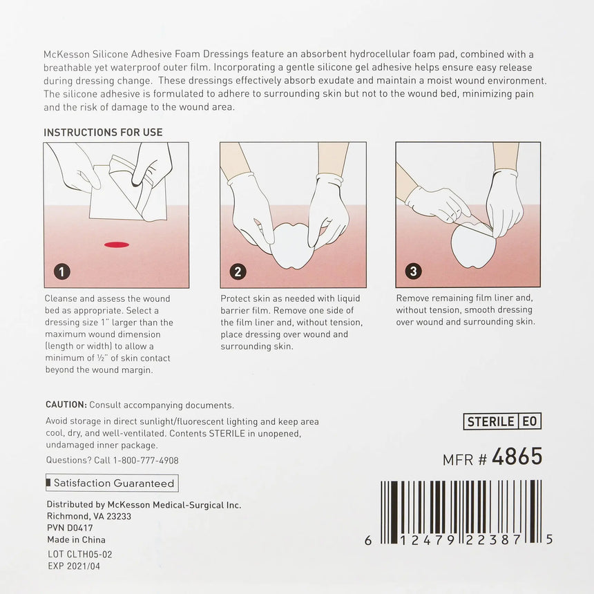 McKesson Silicone Gel Adhesive without Border Silicone Foam Dressing, 7 x 7 Inch Sacral McKesson