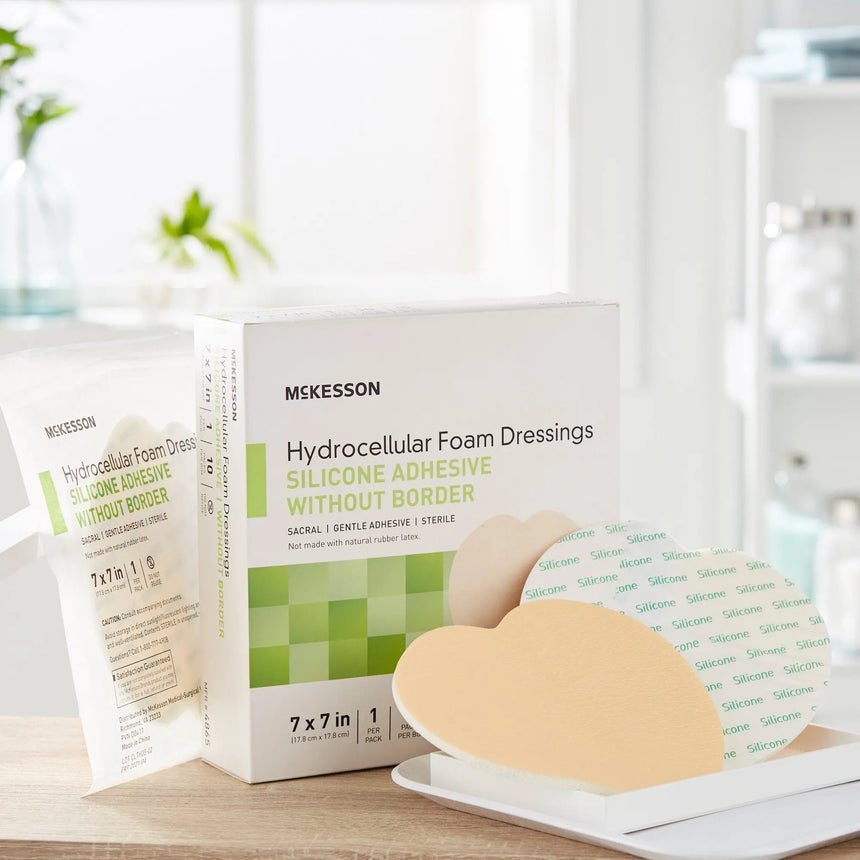 McKesson Silicone Gel Adhesive without Border Silicone Foam Dressing, 7 x 7 Inch Sacral McKesson