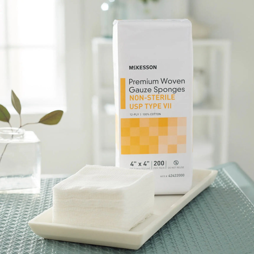 McKesson USP Type VII Gauze Sponge, 4 x 4 Inch, 12-Ply McKesson