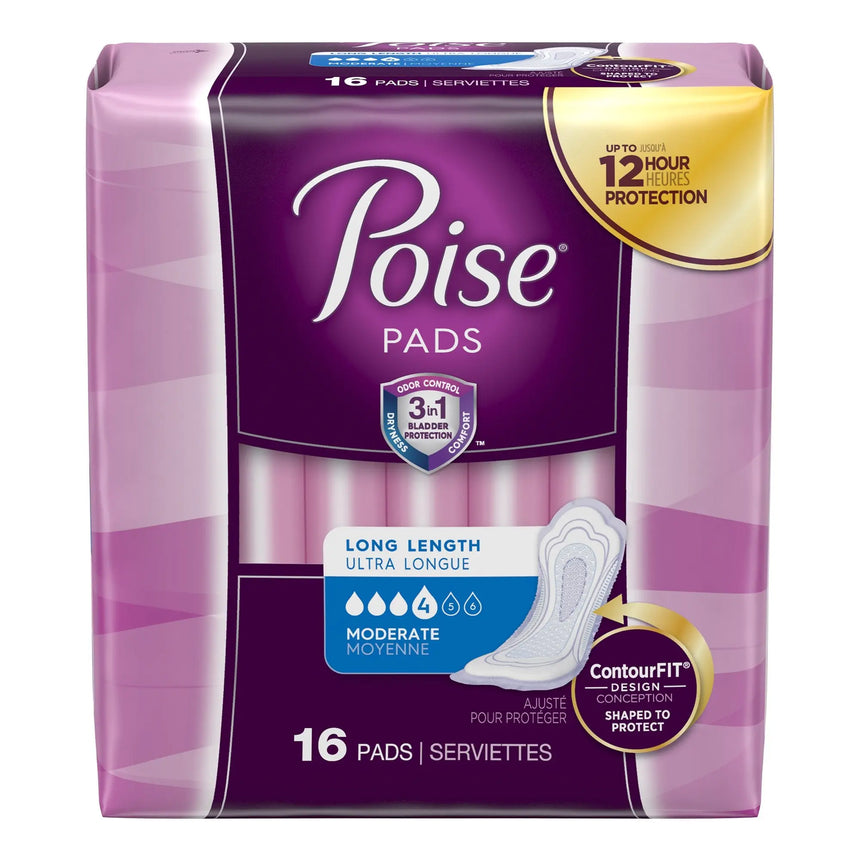 Poise Bladder Control Pads, Adult Women, Moderate Absorbency, Disposable, 12.4" Length - getMovility
